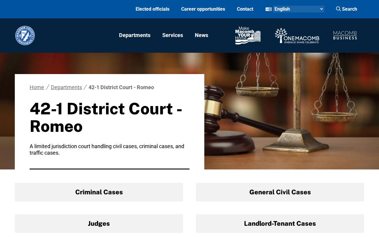 Washington Township residents directory 42-1 District Court in Romeo