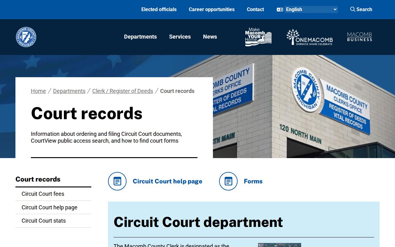 Washington Township residents directory Macomb circuit court records access