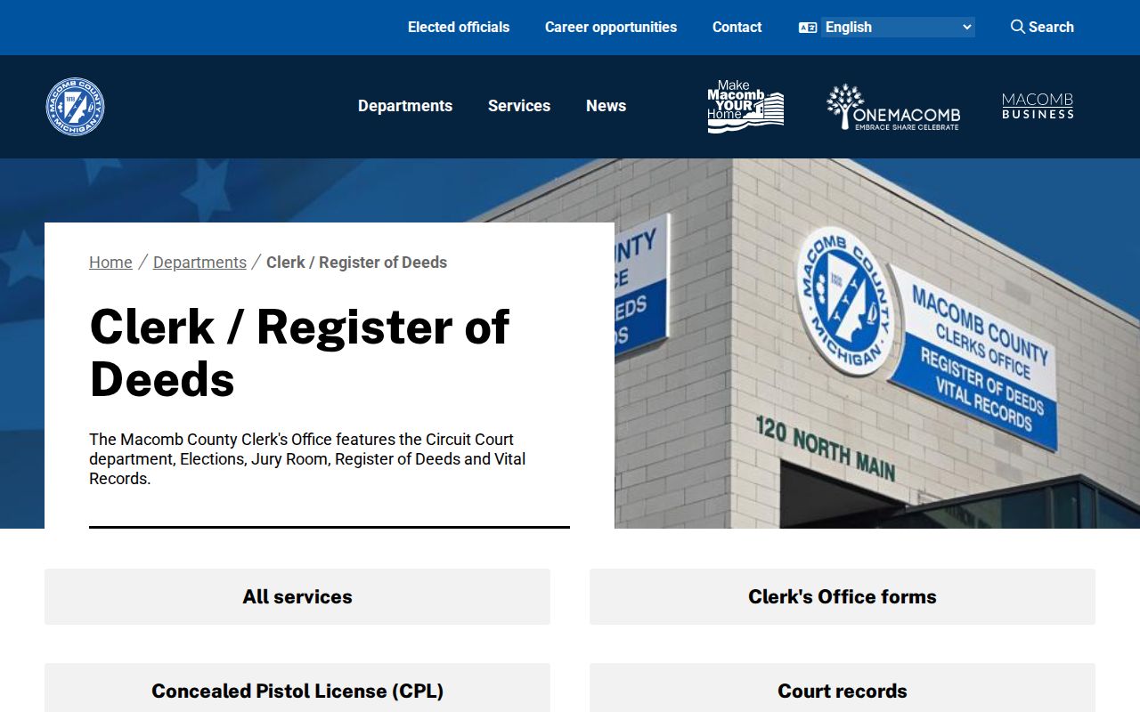 Washington Township residents directory Macomb County Clerk Register of Deeds office